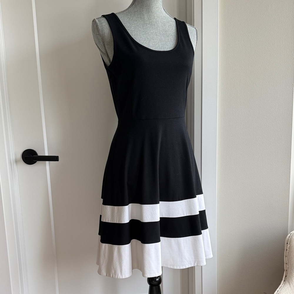 Banana Republic Black and White Flared Dress